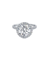 5 Carat Round Lab Grown Diamond Halo Engagement Ri