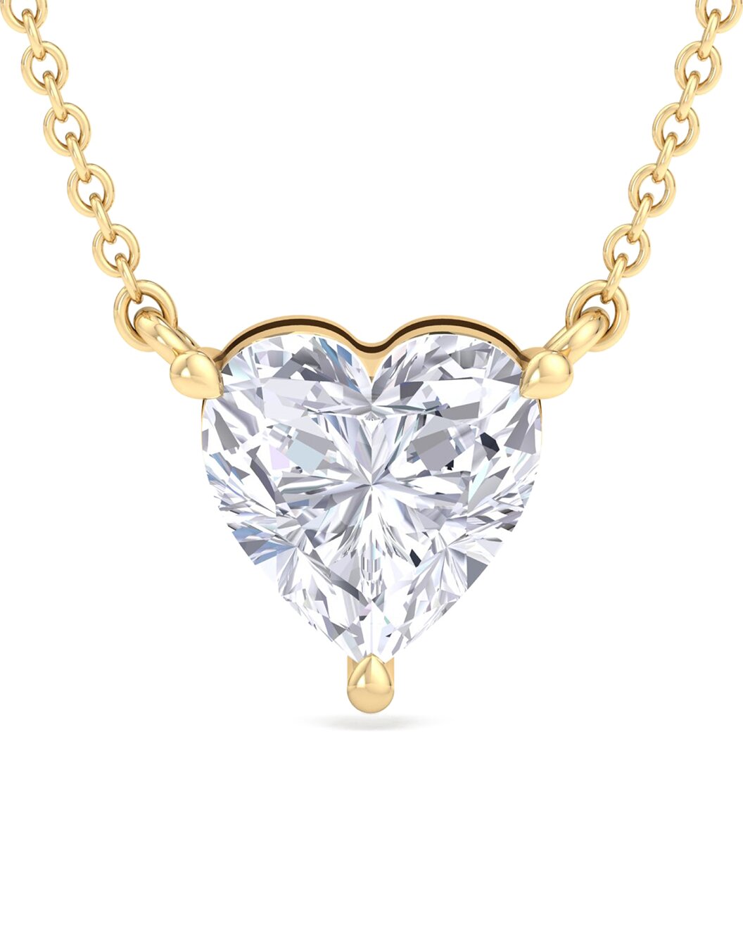 2 Carat Heart Shape Lab Grown Diamond Solitaire Necklace In 14 Karat Yellow Gold (G-H, VS2)