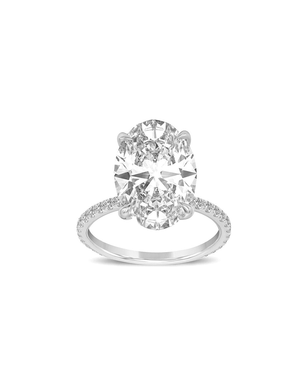 6.65 Carat Diamond Ring Lab Grown Set In 18K White Gold With Natural Side Diamonds