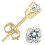 3/8 Carat Tw Round Diamond Solitaire Stud Earrings In 14K Yellow Gold (I-J Color, Si2-Si3 Clarity)