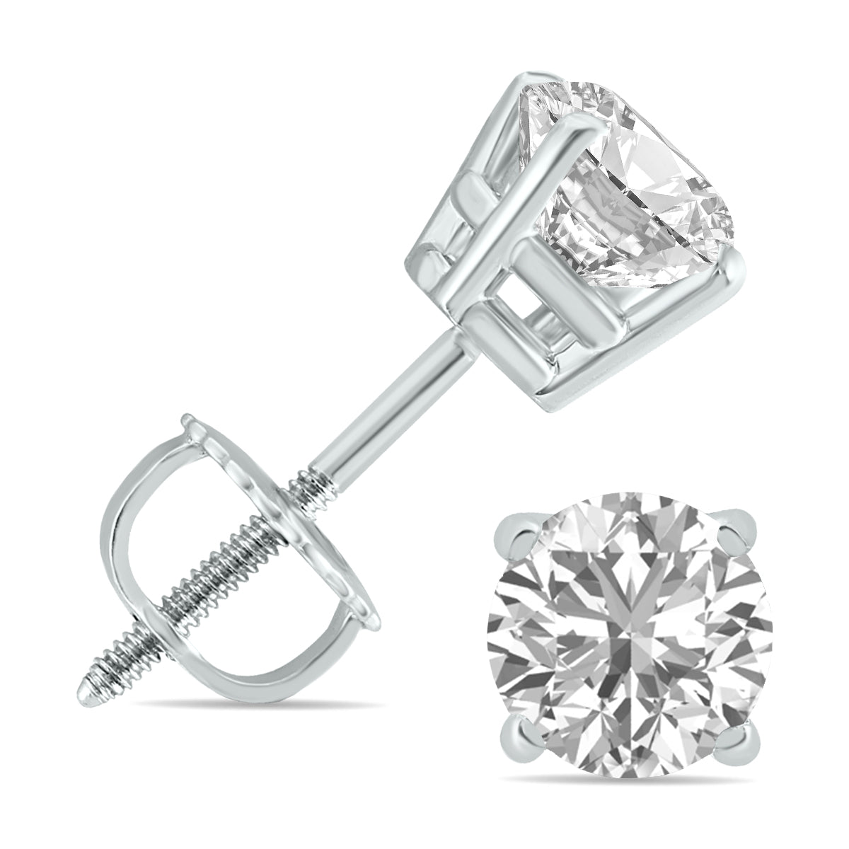 Certified Lab Grown 2 1/4 Carat Total Weight Diamond Solitaire Earrings In 14K White Gold (J Color, Si2 Clarity)