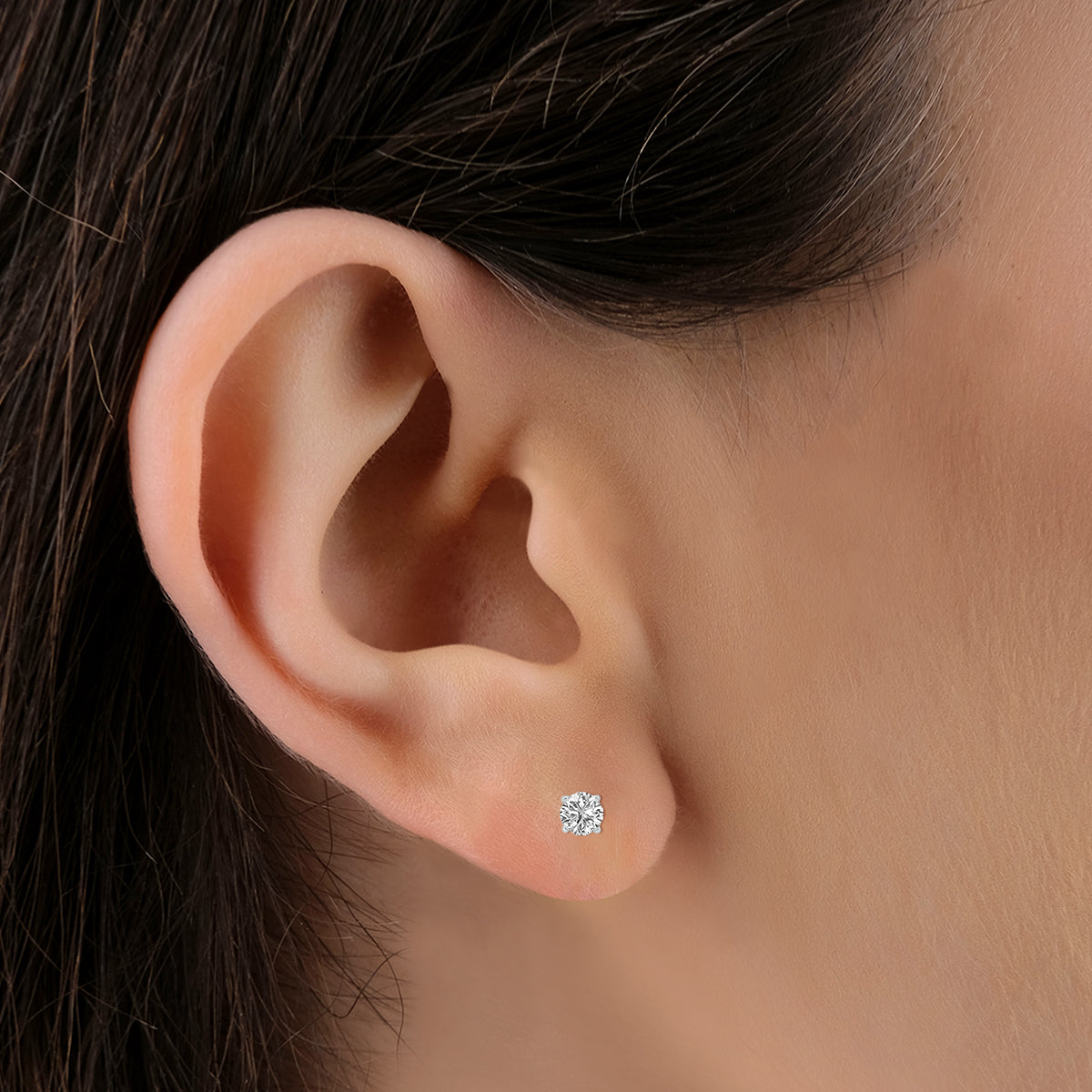 Certified Lab Grown 2 1/4 Carat Total Weight Diamond Solitaire Earrings In 14K White Gold (J Color, Si2 Clarity)
