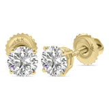 Lab Grown 1.25 Carat Total Weight Diamond Solitaire Earrings In 14K Yellow Gold