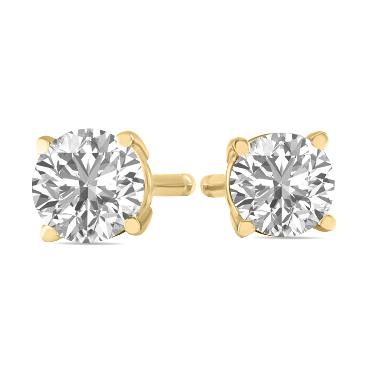 1/4 Carat Tw Lab Grown Diamond Round Solitaire Stud Earrings In 14K Yellow Gold