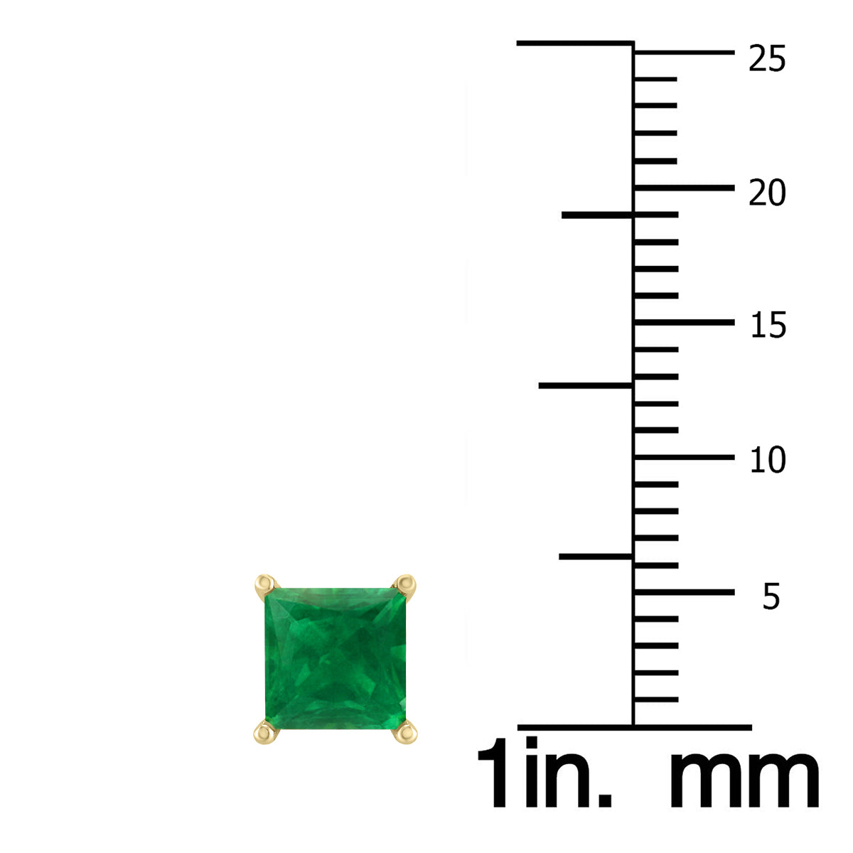 14K Yellow Gold 5Mm Square Emerald Earrings