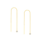 Bezel Set CZ Threader Earrings