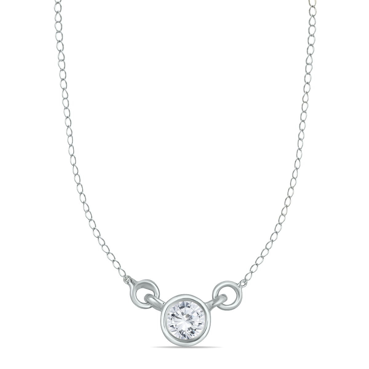 1/4 Carat Tw Diamond Bezel Pendant In 14K White Gold