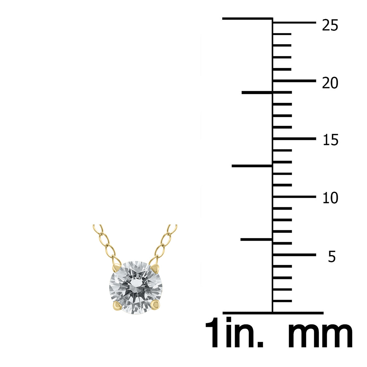 1/4 Carat Floating Round Diamond Solitaire Necklace In 14K Yellow Gold