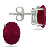 5X3Mm All Natural Oval Ruby Stud Earrings In .925 Sterling Silver