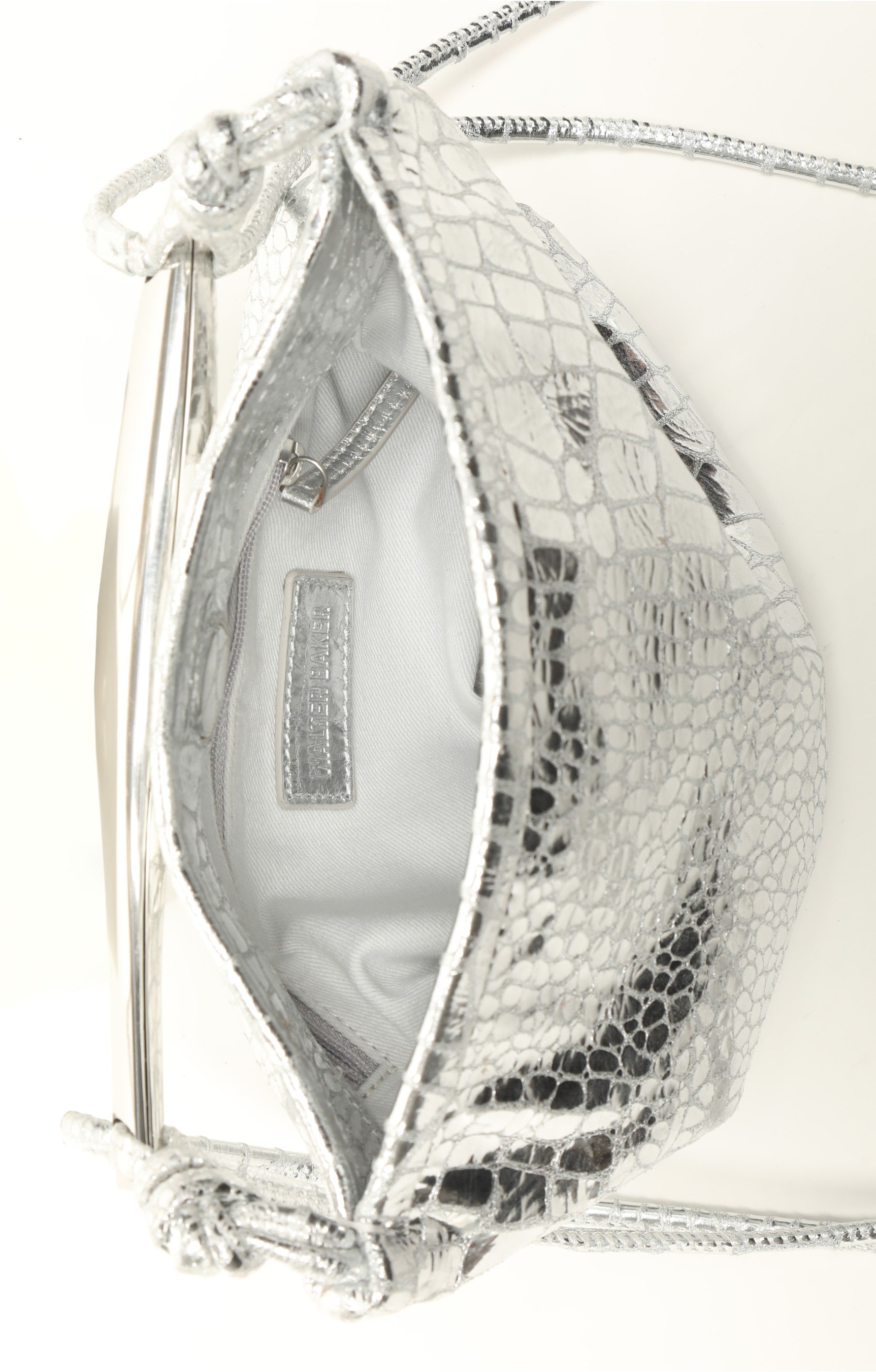 Hazel Mini Hobo, Platinum Metallic Croc