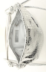 Hazel Mini Hobo, Platinum Metallic Croc