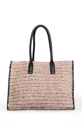 Sailor Raffia Tote, Natural Black