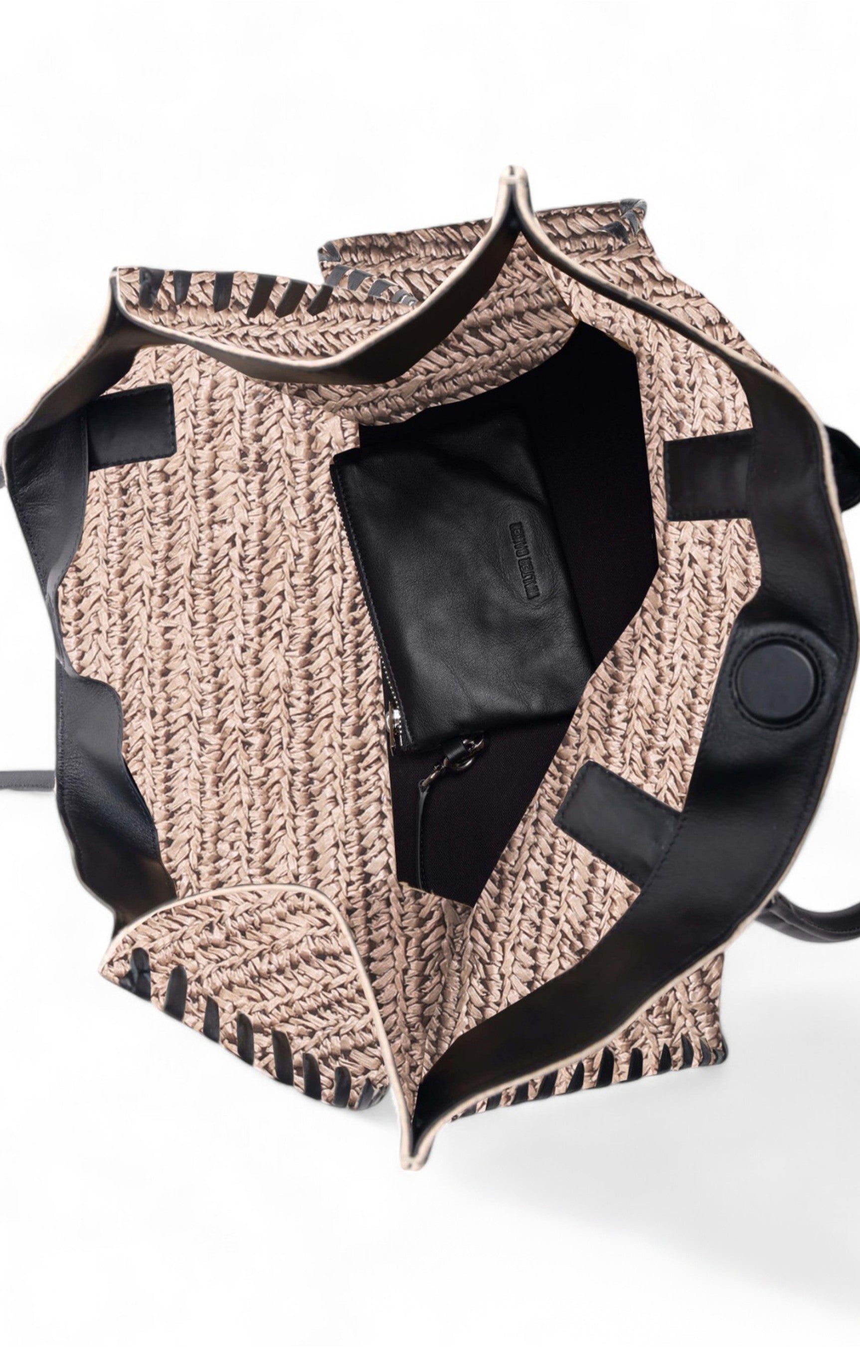 Sailor Raffia Tote, Natural Black