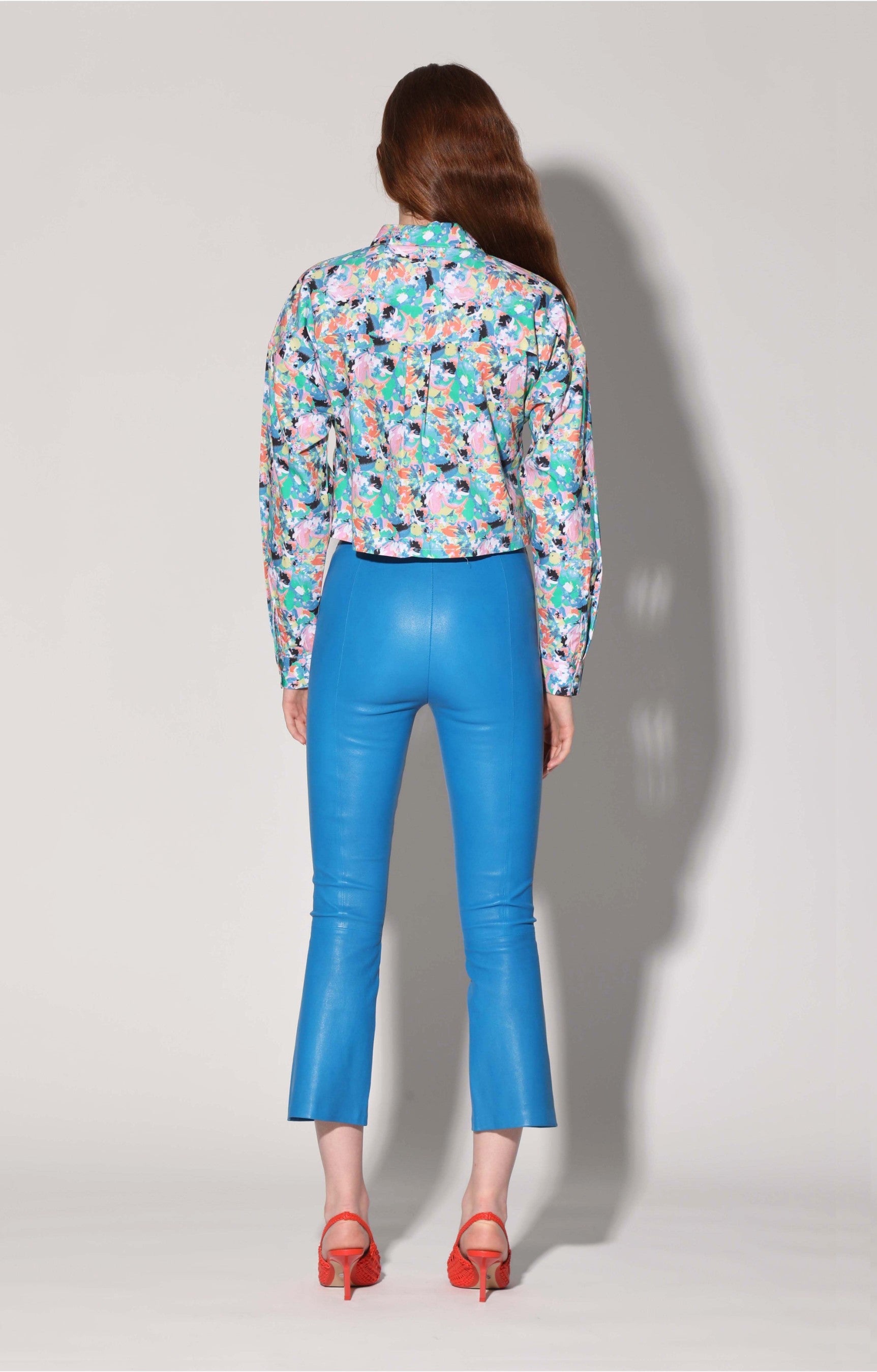 Lori Pant, Bright Blue - Stretch Leather