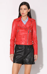 Liz Jacket, Scarlet - Leather