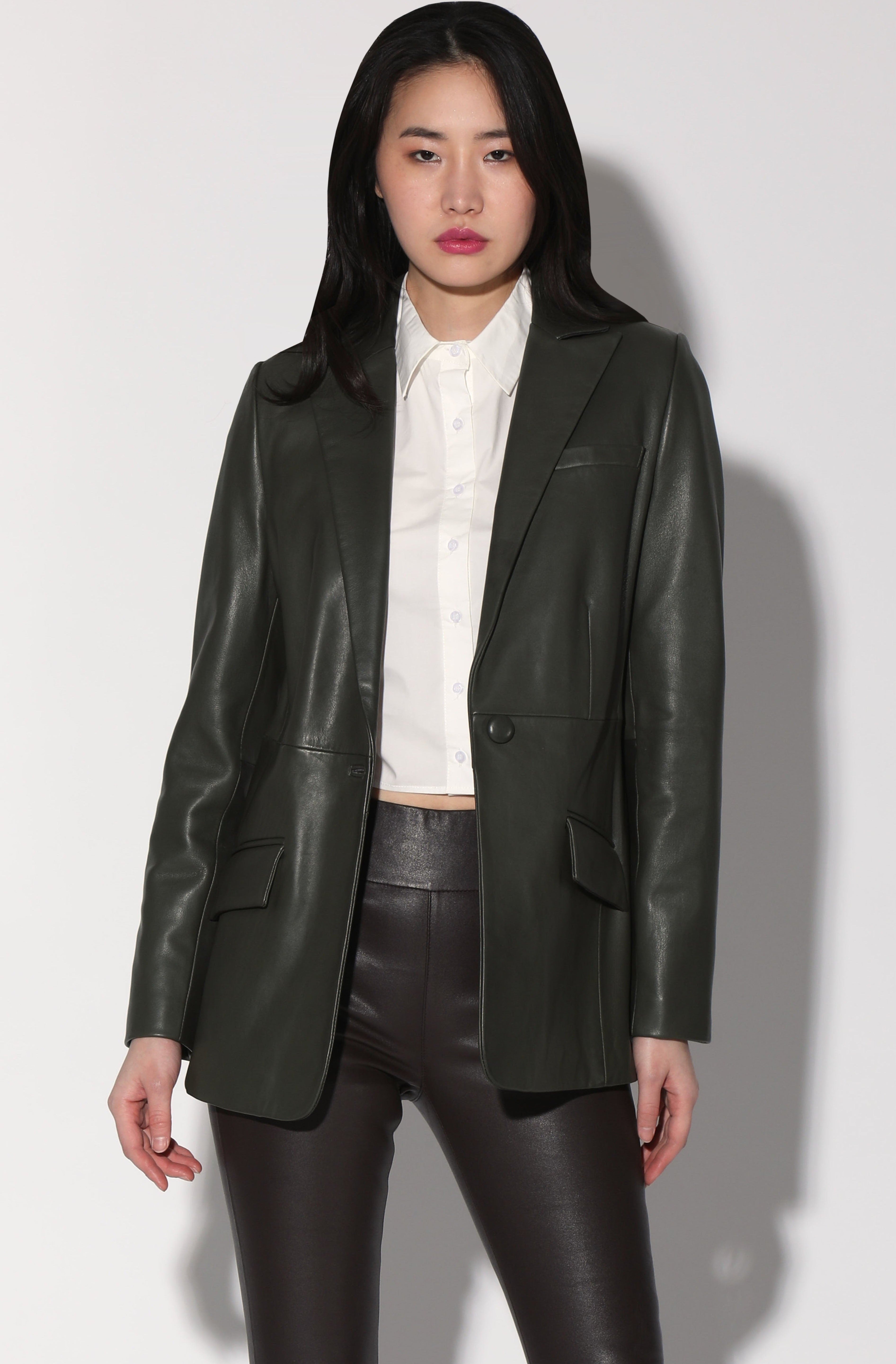 Mia Blazer, Basil - Leather