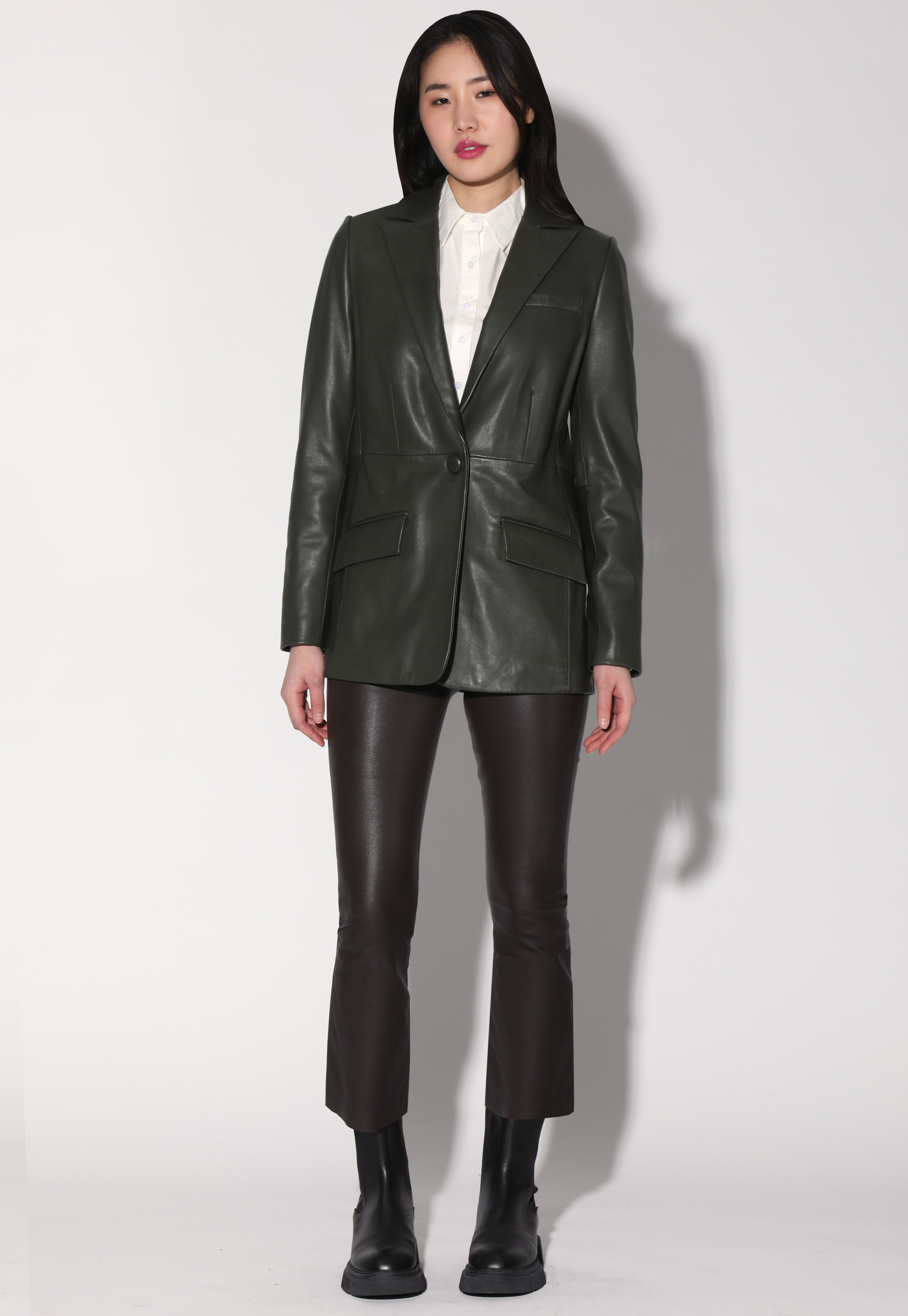 Mia Blazer, Basil - Leather