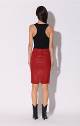 Mae Skirt, Red - Stretch Leather