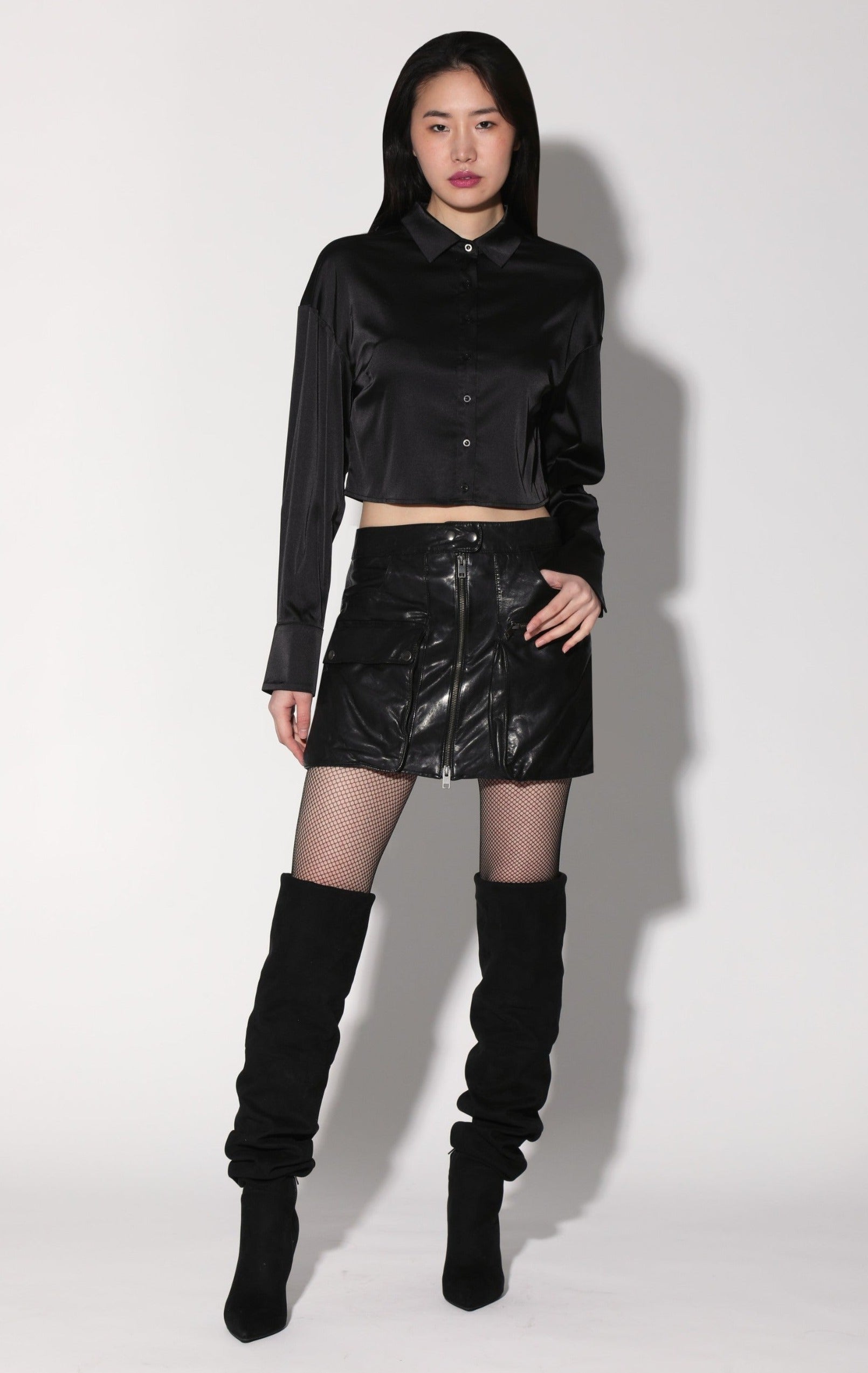 Shirley Skirt, Black - Leather