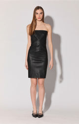 Alexis Dress, Black - Stretch Leather